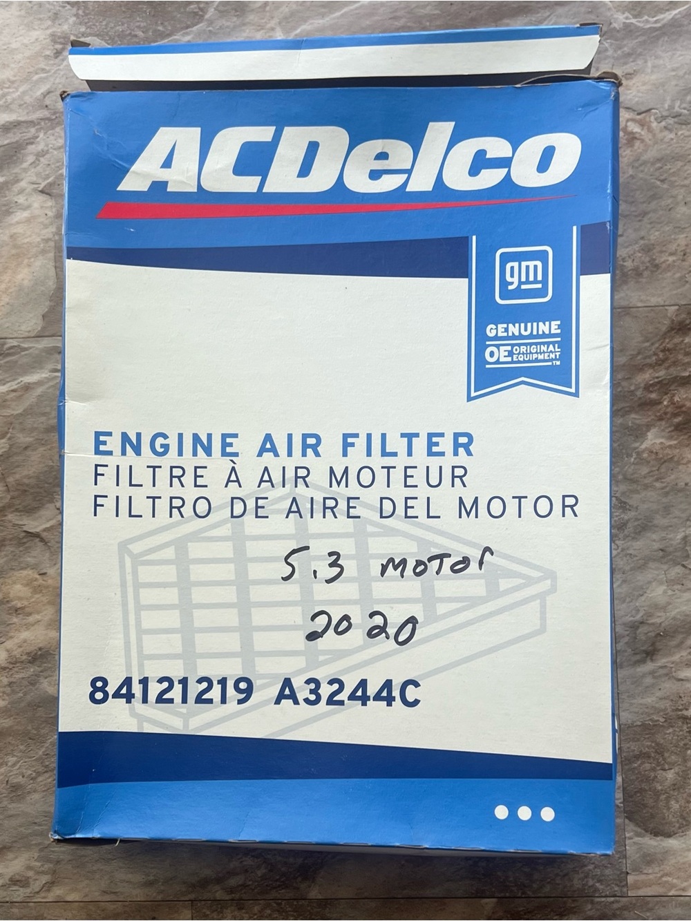 AC Delco GM Engine Air Filter 84121219 A3244C